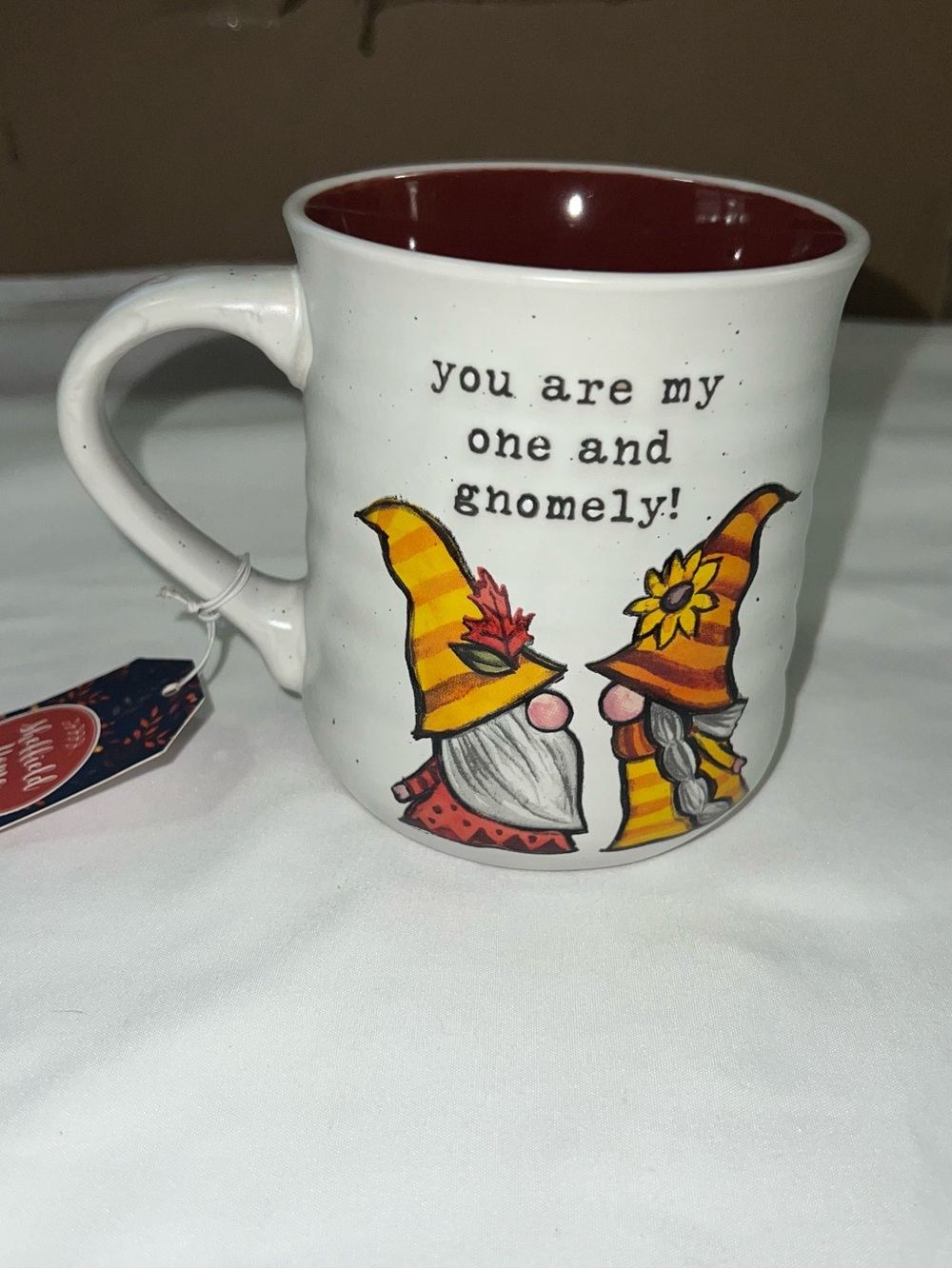 Sheffield Novelty Gnome Ceramic Mug in White and Yellow NWT